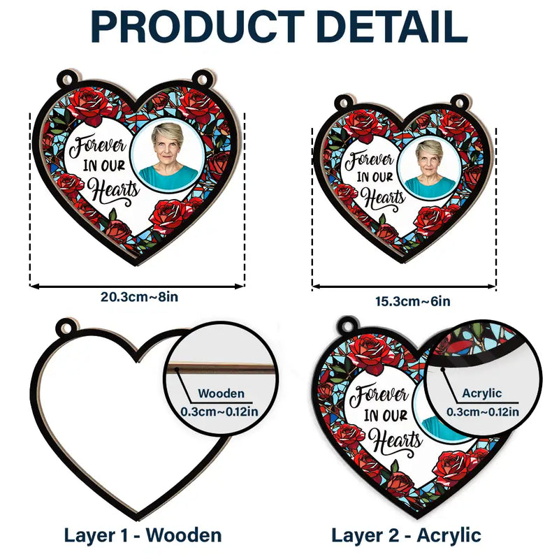 Custom Photo Forever In Our Hearts - Personalized Window Hanging Suncatcher Ornament