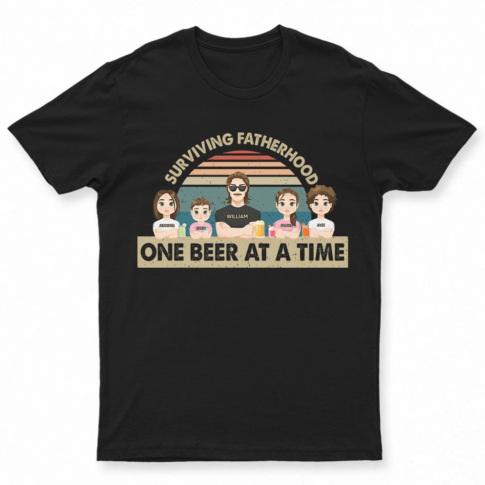 Surviving Fatherhood One Beer At A Time - Personalized T Shirt