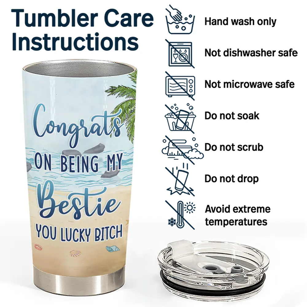 Beach Bestie Congrats On Being My Bestie - Personalized Tumbler