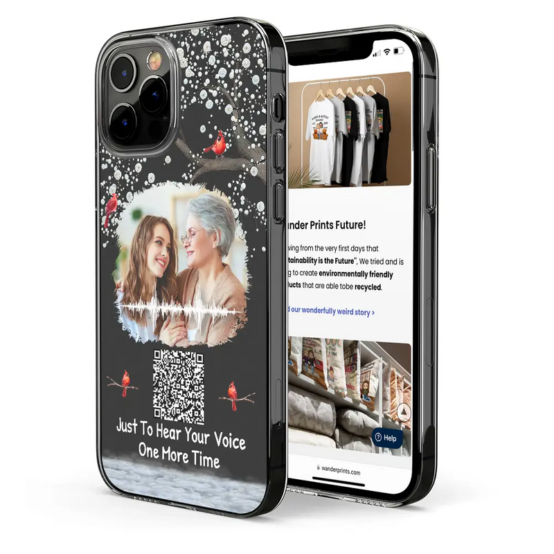 Custom Photo Memorial Soundwave Voice Recording QR Code - Personalized Clear Phone Case