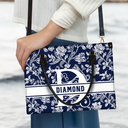 Monogram Style Floral Pattern - Personalized Leather Bag