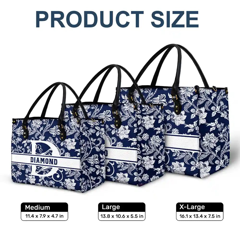 Monogram Style Floral Pattern - Personalized Leather Bag