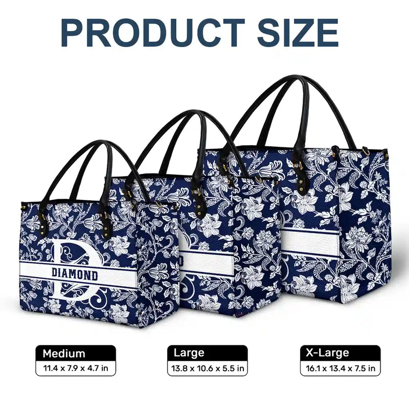 Monogram Style Floral Pattern - Personalized Leather Bag