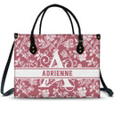 Monogram Style Floral Pattern - Personalized Leather Bag