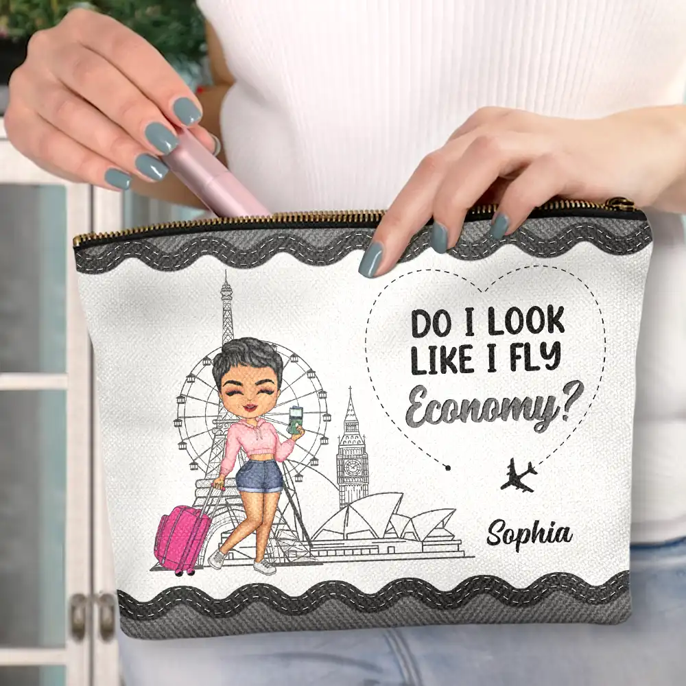 Voyage : est-ce que j'ai l'air de voyager en classe économique ? - Trousse de maquillage personnalisée
