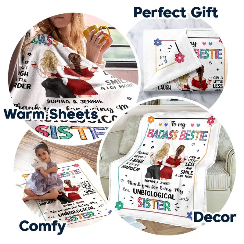 Bestie Because Of You - Personalized Fleece Blanket, Sherpa Blanket