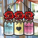 Flower Mason Jar Mom Grandma Great Grandma - Personalized Window Hanging Suncatcher Ornament
