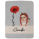 Flower Month & Name - Personalized Fleece Blanket, Sherpa Blanket
