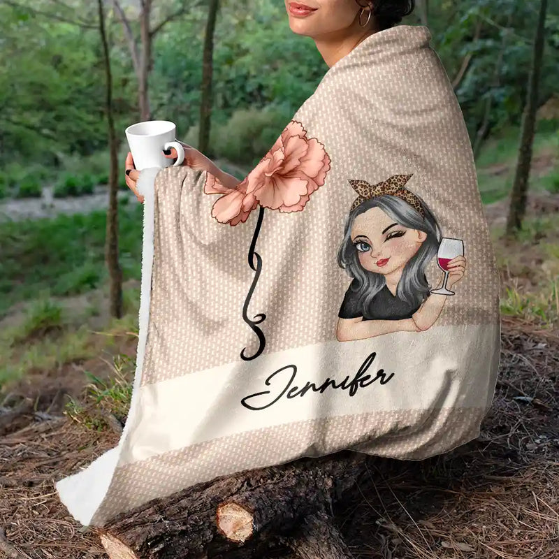 Flower Month & Name - Personalized Fleece Blanket, Sherpa Blanket