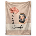 Flower Month & Name - Personalized Fleece Blanket, Sherpa Blanket