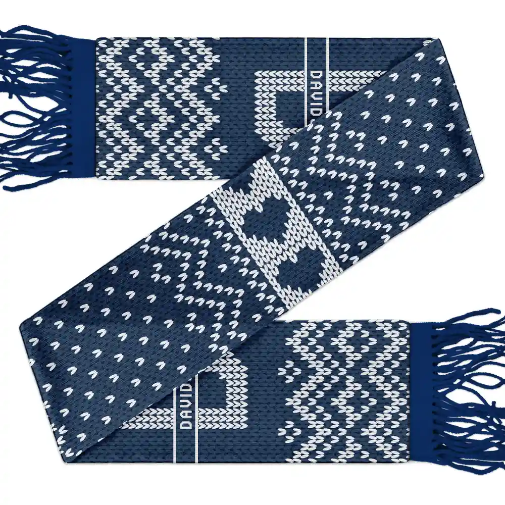 Monogram Christmas Family - Personalized Wool Scarf With Tassel