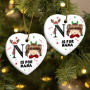 Lettre monogramme de Noël pour enfants - Décoration en céramique personnalisée en forme de cœur 