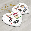 Lettre monogramme de Noël pour enfants - Décoration en céramique personnalisée en forme de cœur 