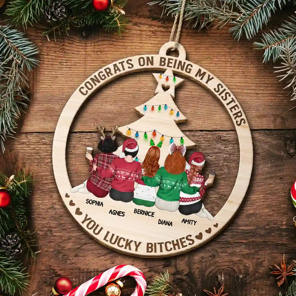 Congrats On Being My Bestie - Personalized Wooden Cutout Ornament