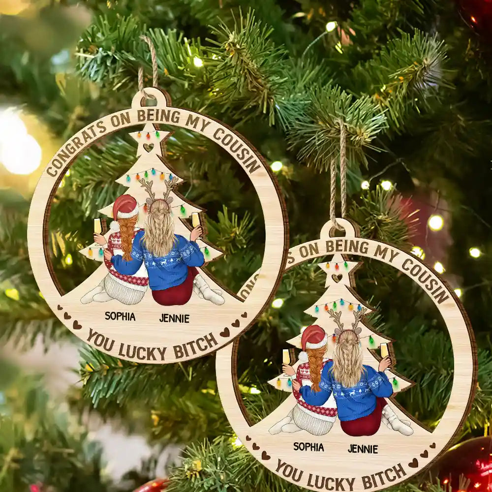 Congrats On Being My Bestie - Personalized Wooden Cutout Ornament