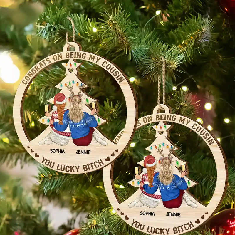 Congrats On Being My Bestie - Personalized Wooden Cutout Ornament