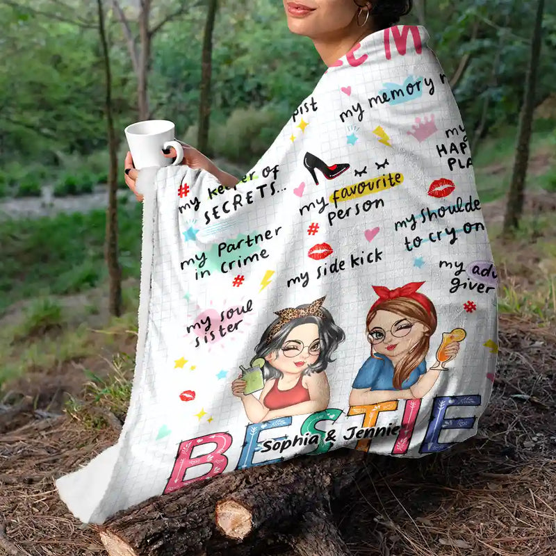 You Are My Bestie Cartoon - Personalized Fleece Blanket, Sherpa Blanket