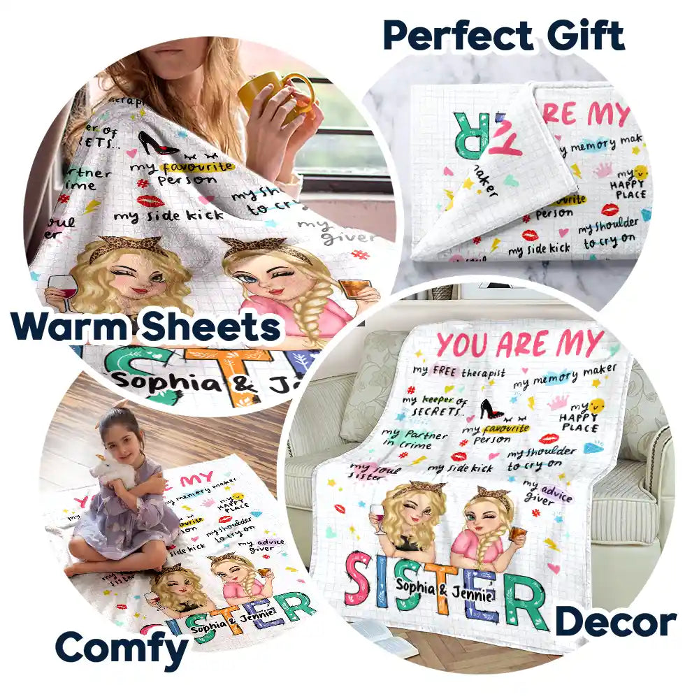 You Are My Bestie Cartoon - Personalized Fleece Blanket, Sherpa Blanket