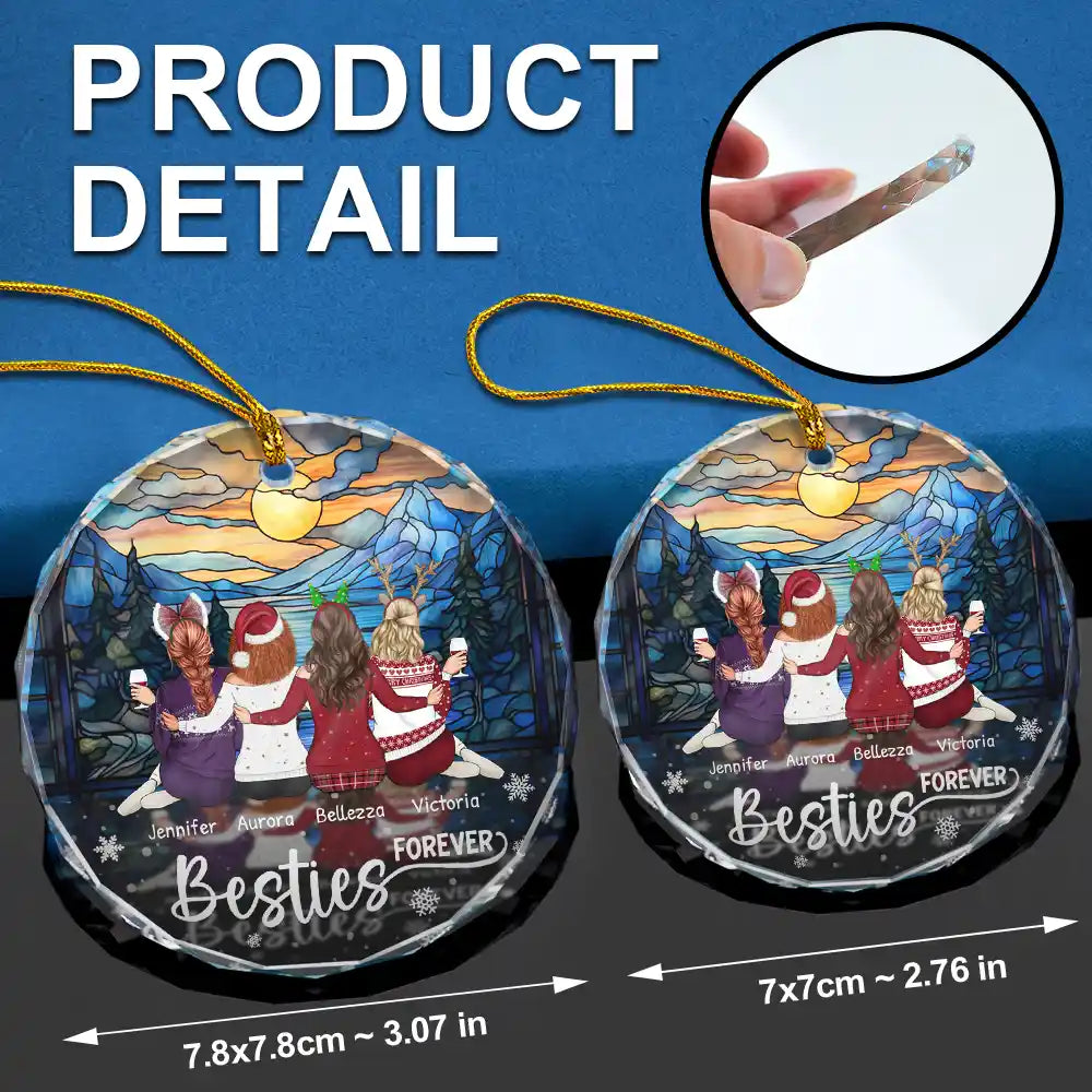 Christmas Unbiological Sister Stained Glass - Personalized Circle Glass Ornament