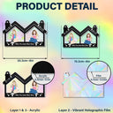 Gift For Bestie, Sisters - Wish You Lived Next Door - Personalized Window Hanging Rainbow Suncatcher