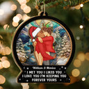 Christmas,Gift For Couples,Gift For Husband,Gift For Wife,Gift For Boyfriend,Gift For Girlfriend,Happy - Forever Yours Christmas Couple - Personalized Suncatcher Ornament