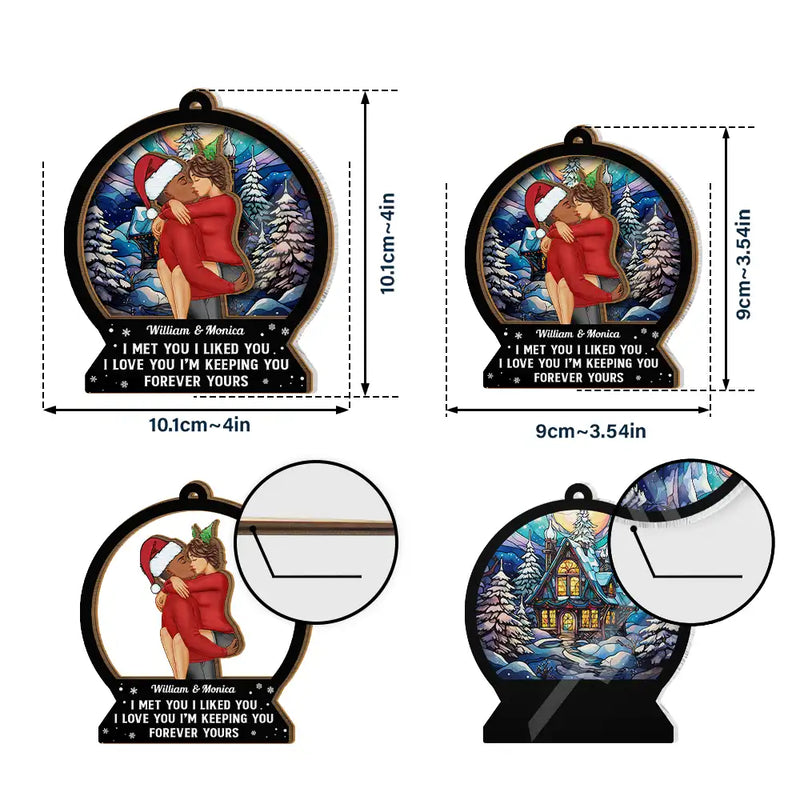Christmas,Gift For Couples,Gift For Husband,Gift For Wife,Gift For Boyfriend,Gift For Girlfriend,Happy - Forever Yours Christmas Couple - Personalized Suncatcher Ornament