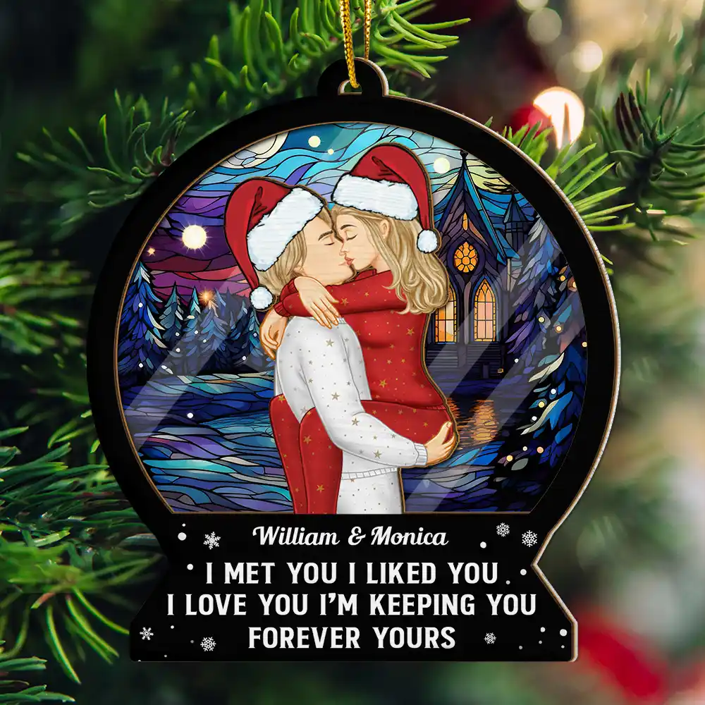 Couple de Noël à jamais vôtre - Ornement attrape-soleil personnalisé 