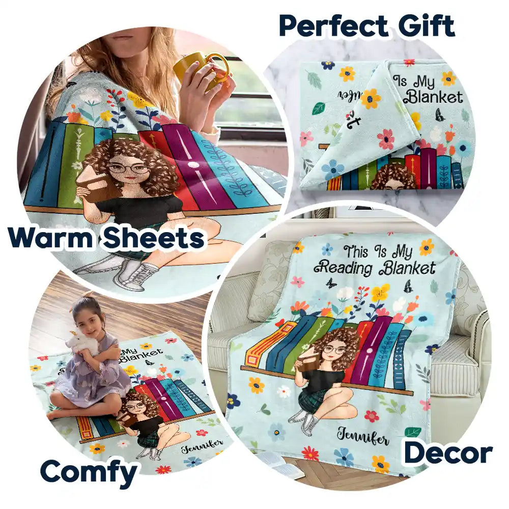 Reading, Gift For Yourself - Book Flower My Reading Blanket - Personalized Fleece Blanket, Sherpa Blanket
