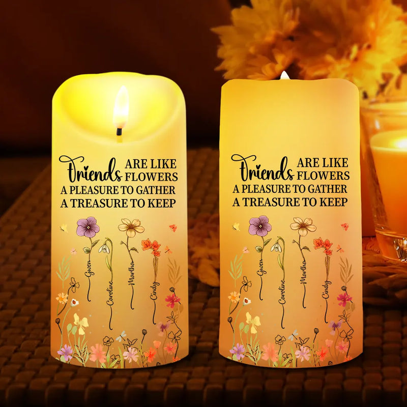 Gift For Bestie - Birth Flower Grow An Old Friend - Personalized Flameless LED Candle