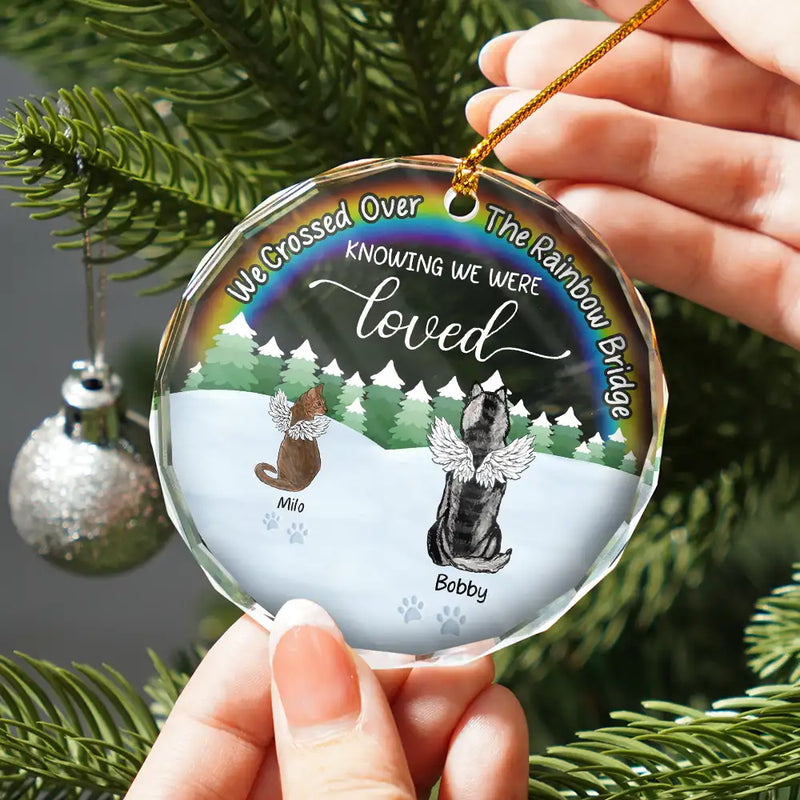 Snowy Over The Rainbow Bridge - Personalized Circle Glass Ornament