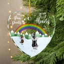 Dog Lovers, Pet Lovers, Cat Lovers, Memorial - Paw Prints On My Heart - Personalized Heart Shaped Glass Ornament
