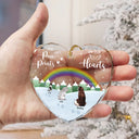 Dog Lovers, Pet Lovers, Cat Lovers, Memorial - Paw Prints On My Heart - Personalized Heart Shaped Glass Ornament
