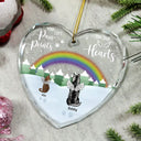 Dog Lovers, Pet Lovers, Cat Lovers, Memorial - Paw Prints On My Heart - Personalized Heart Shaped Glass Ornament
