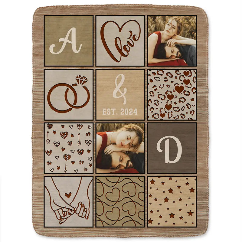 Gift For Couples, Gift For Husband, Gift For Wife, Gift For Boyfriend, Gift For Girlfriend - Custom Photo Couple Names Blanket - Personalized Fleece Blanket, Sherpa Blanket