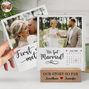 Gift For Couples,Gift For Husband,Gift For Wife,Gift For Boyfriend,Gift For Girlfriend,Love - Custom Photo Calendar Our Story So Far - Personalized Custom Shaped Cardstock With Wooden Stand