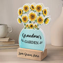 Gift For Grandma, Gift For Mother -Sunflowers Grandma's Garden - Personalized Custom Shaped Cardstock With Wooden Stand
