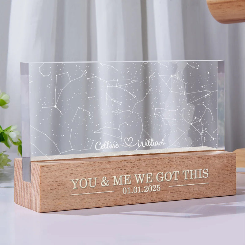 Gift For Couples,Gift For Husband,Gift For Wife,Gift For Boyfriend,Gift For Girlfriend,Star Map,Happy - Star Map The Start Of Our Us Couple - Personalized Rectangle LED Light