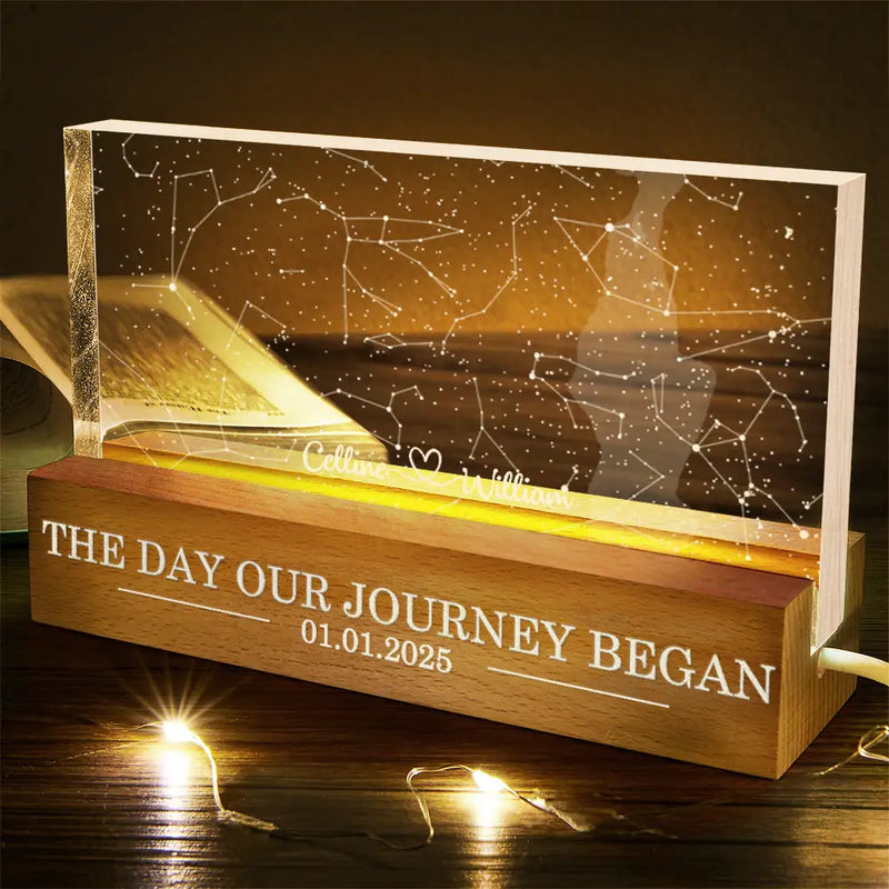 Gift For Couples,Gift For Husband,Gift For Wife,Gift For Boyfriend,Gift For Girlfriend,Star Map,Happy - Star Map The Start Of Our Us Couple - Personalized Rectangle LED Light
