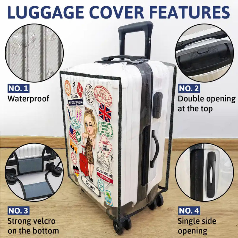 Travel,Gift For Yourself,Happy - Travel Sticker Just A Girl Who Loves Traveling - Personalized Clear Luggage Cover