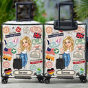 Travel,Gift For Yourself,Happy - Travel Sticker Just A Girl Who Loves Traveling - Personalized Clear Luggage Cover