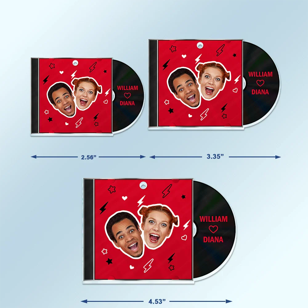 Gift For Couples,Gift For Husband,Gift For Wife,Gift For Boyfriend,Gift For Girlfriend,Happy - Custom Photo Outline CD Couple - Personalized Acrylic Car Hanger