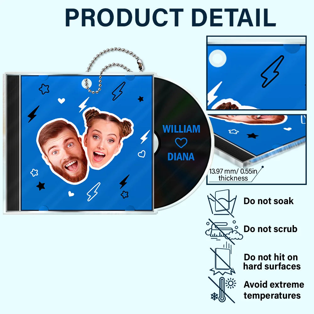 Gift For Couples,Gift For Husband,Gift For Wife,Gift For Boyfriend,Gift For Girlfriend,Happy - Custom Photo Outline CD Couple - Personalized Acrylic Car Hanger