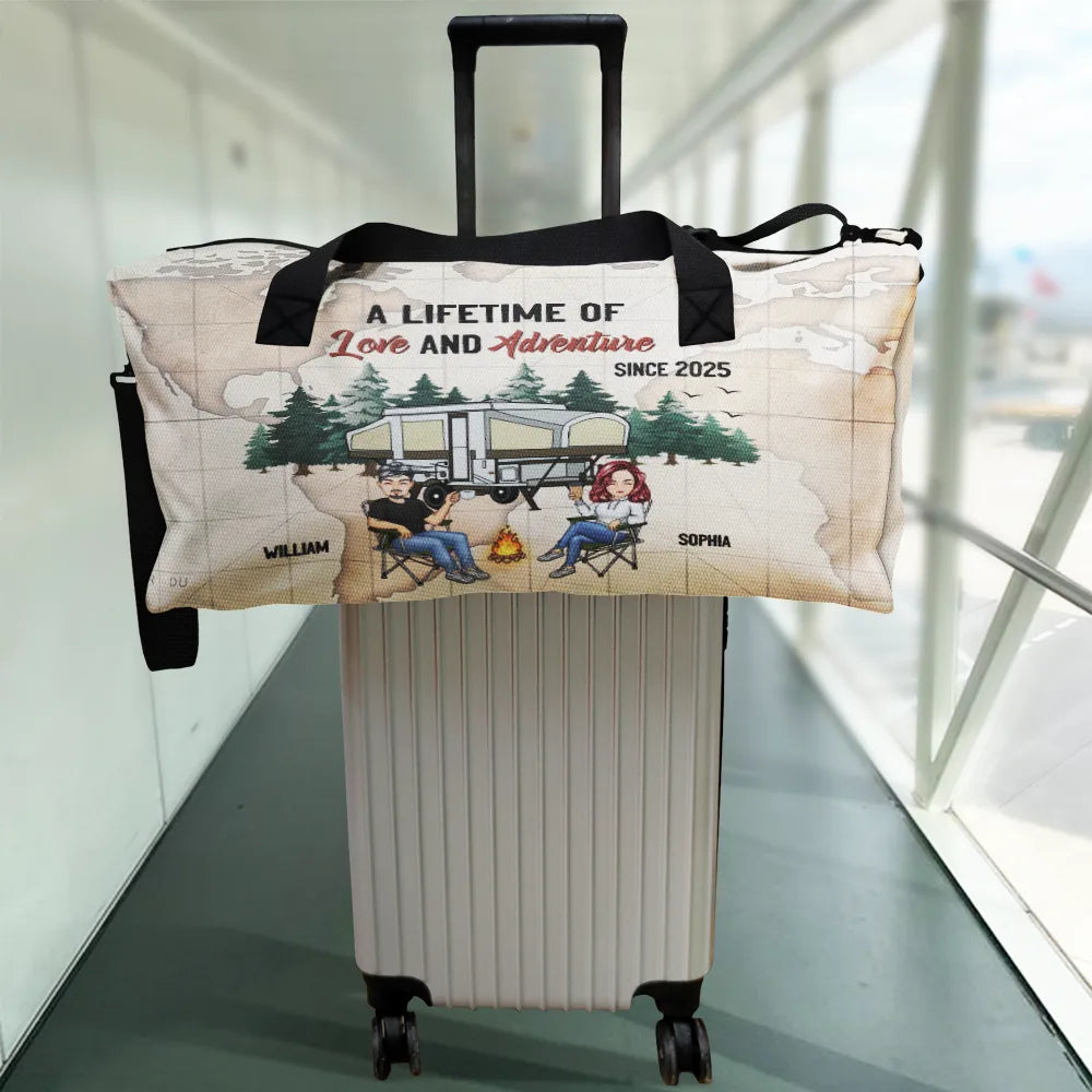 Travel,Camping,Gift For Couples,Gift For Husband,Gift For Wife,Gift For Boyfriend,Gift For Girlfriend,Happy - Camping Couple A Lifetime Of Love & Adventure - Personalized Duffle Bag