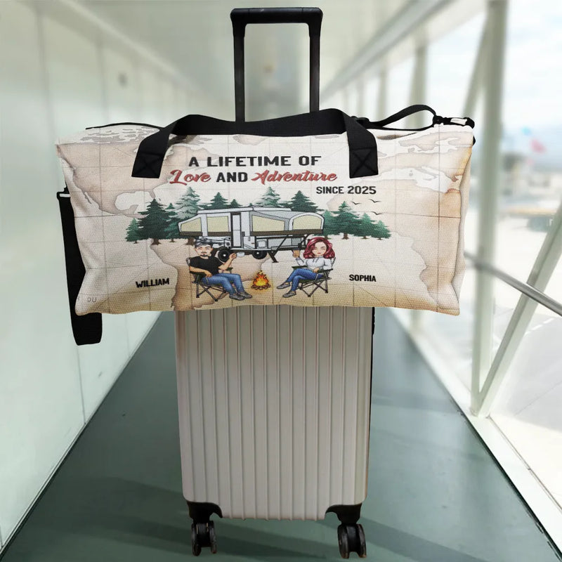 Travel,Camping,Gift For Couples,Gift For Husband,Gift For Wife,Gift For Boyfriend,Gift For Girlfriend,Happy - Camping Couple A Lifetime Of Love & Adventure - Personalized Duffle Bag