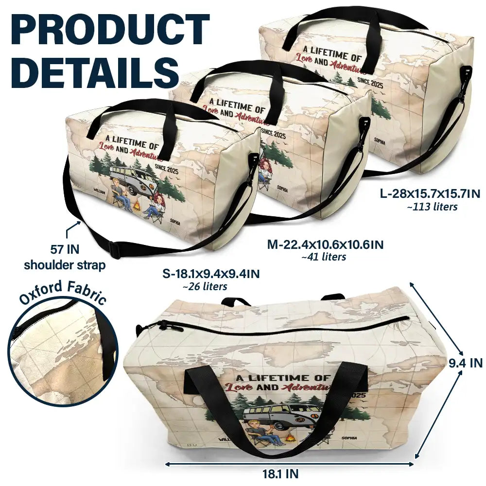 Travel,Camping,Gift For Couples,Gift For Husband,Gift For Wife,Gift For Boyfriend,Gift For Girlfriend,Happy - Camping Couple A Lifetime Of Love & Adventure - Personalized Duffle Bag