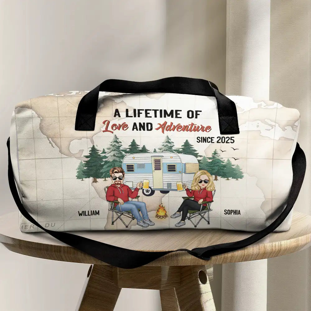 Travel,Camping,Gift For Couples,Gift For Husband,Gift For Wife,Gift For Boyfriend,Gift For Girlfriend,Happy - Camping Couple A Lifetime Of Love & Adventure - Personalized Duffle Bag