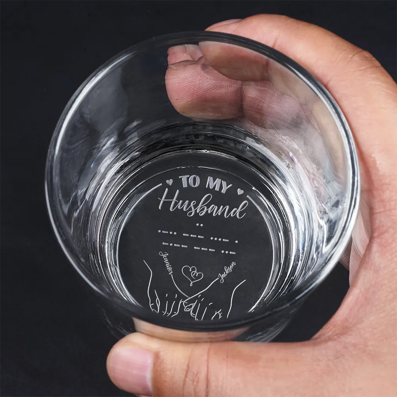 Gift For Husband,Gift For Wife,Gift For Boyfriend,Gift For Girlfriend,Gift For Mother,Gift For Father,Gift For Daughter,Gift For Son,Gift For Sisters,Gift For Brothers,Gift For Bestie,Love - Morse Code Secret Message - Personalized Engraved Whiskey Glass
