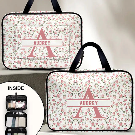 Floral Women Travel Bag Monogram - Personalized Toiletry Bag