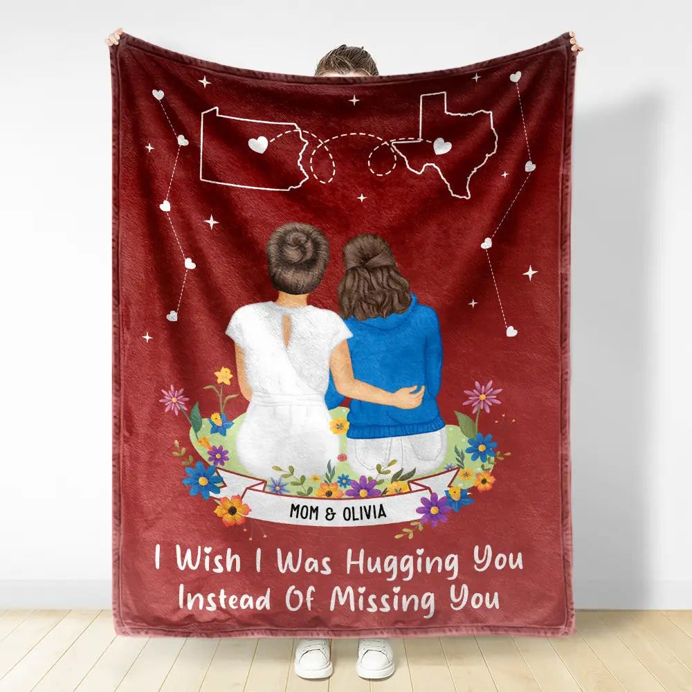 Gift For Mother, Mom - Daughters (Adult), Gift For Daughter, Long Distance, Love - Instead Of Missing You - Personalized Fleece Blanket, Sherpa Blanket
