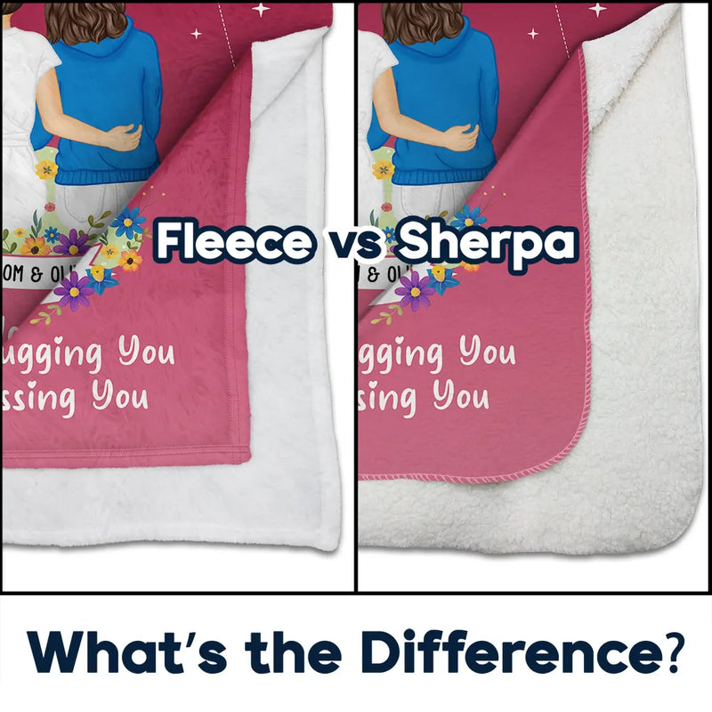 Gift For Mother, Mom - Daughters (Adult), Gift For Daughter, Long Distance, Love - Instead Of Missing You - Personalized Fleece Blanket, Sherpa Blanket